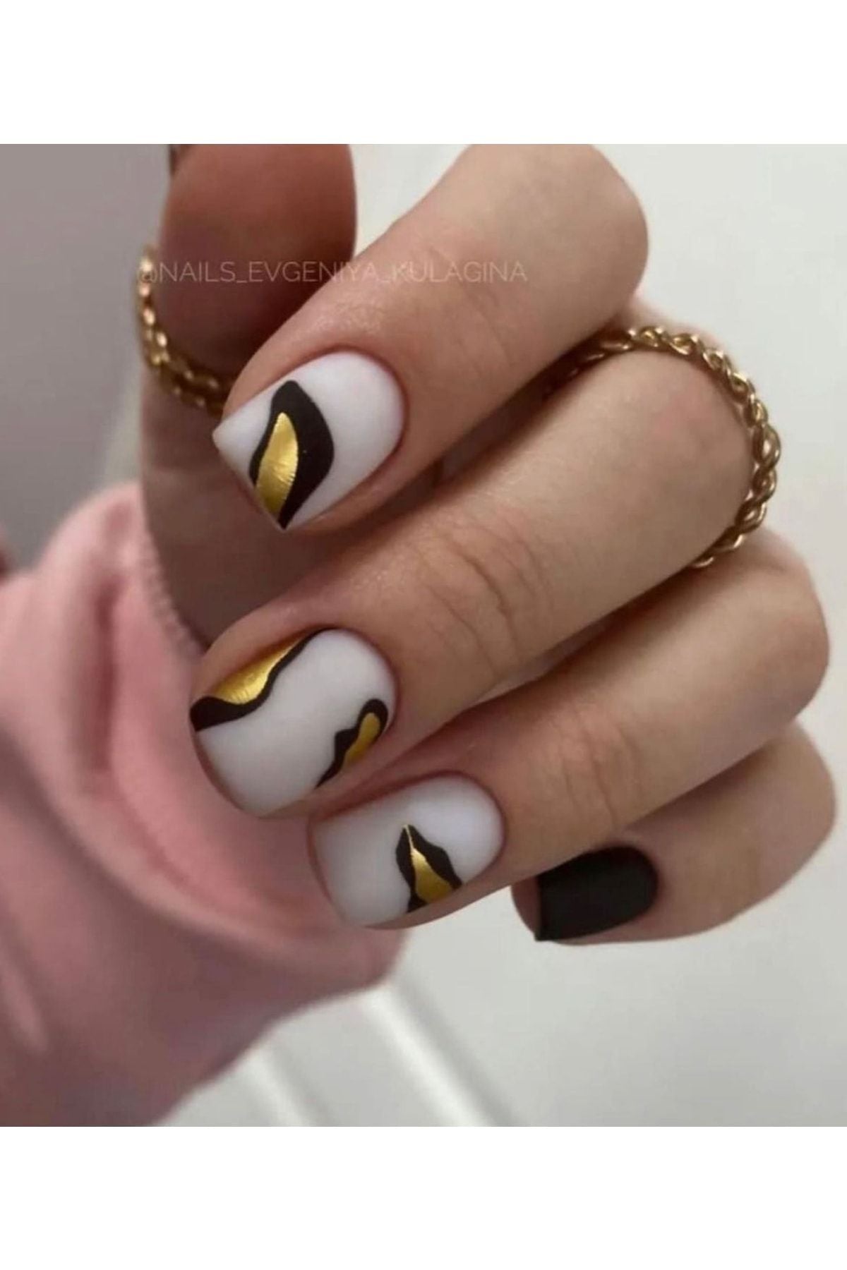 Siyah Altın Desenli Tırnak Dövmesi Tırnak Tattoo Nail Art Tırnak Sticker