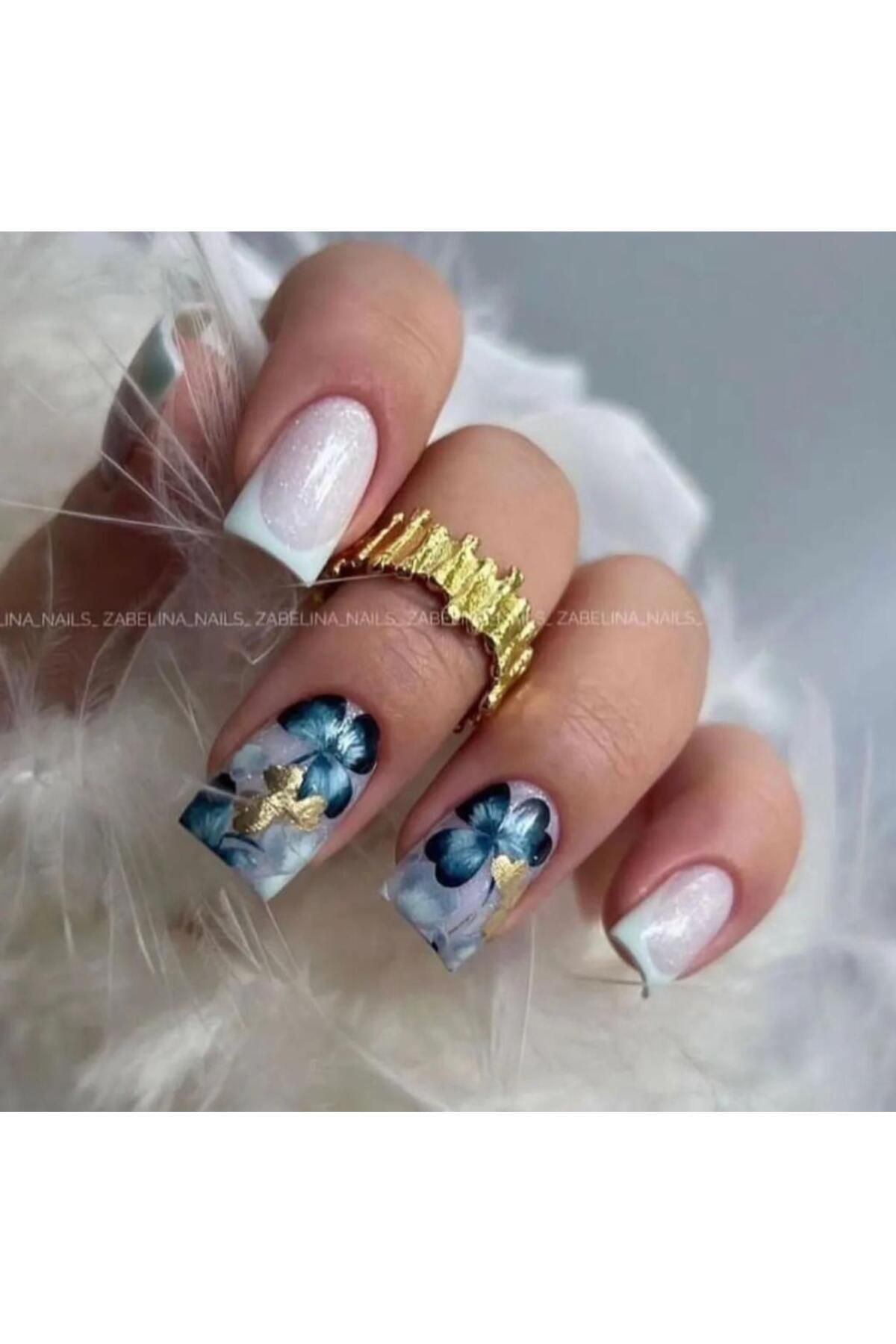 Yaprak Desenli Tırnak Dövmesi Tırnak Tattoo Nail Art Tırnak Sticker