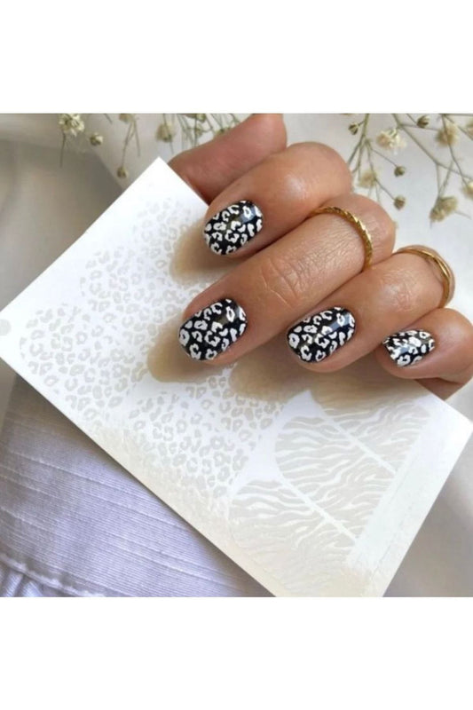 Renkli Leopar Desenli Tırnak Dövmesi Tırnak Tattoo Nail Art Tırnak Sticker