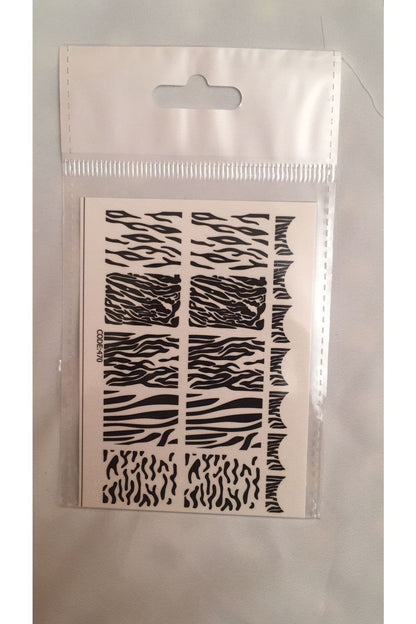 Siyah Dalga Leopar Desenli Tırnak Dövmesi Tırnak Tattoo Nail Art Tırnak Sticker