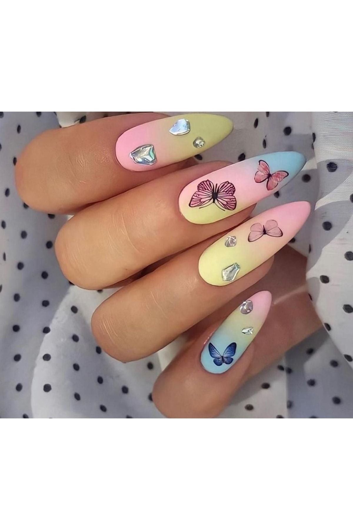 Kelebek Desenli Tırnak Dövmesi Tırnak Tattoo Nail Art Tırnak Sticker