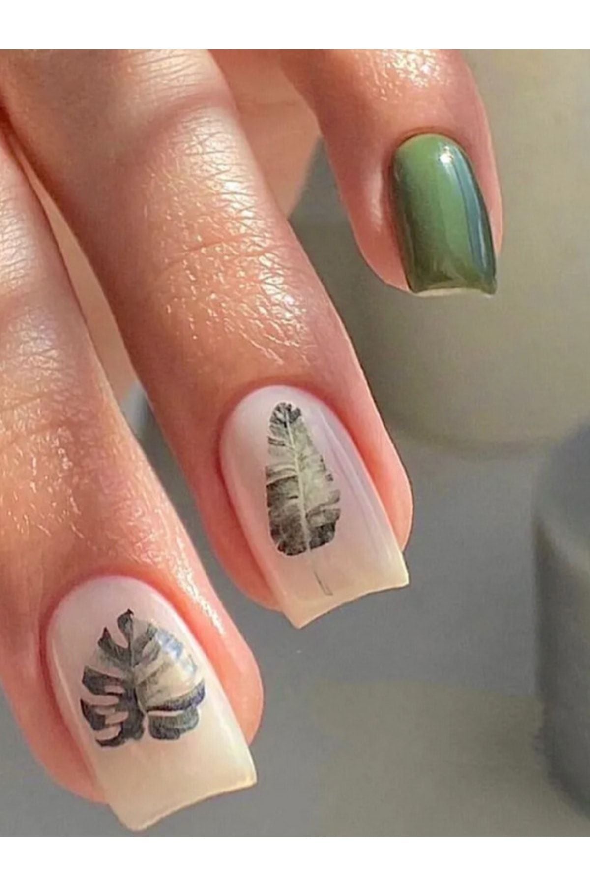 Ilkbahar Yaprak Desenli Tırnak Dövmesi Tırnak Tattoo Nail Art Tırnak Sticker