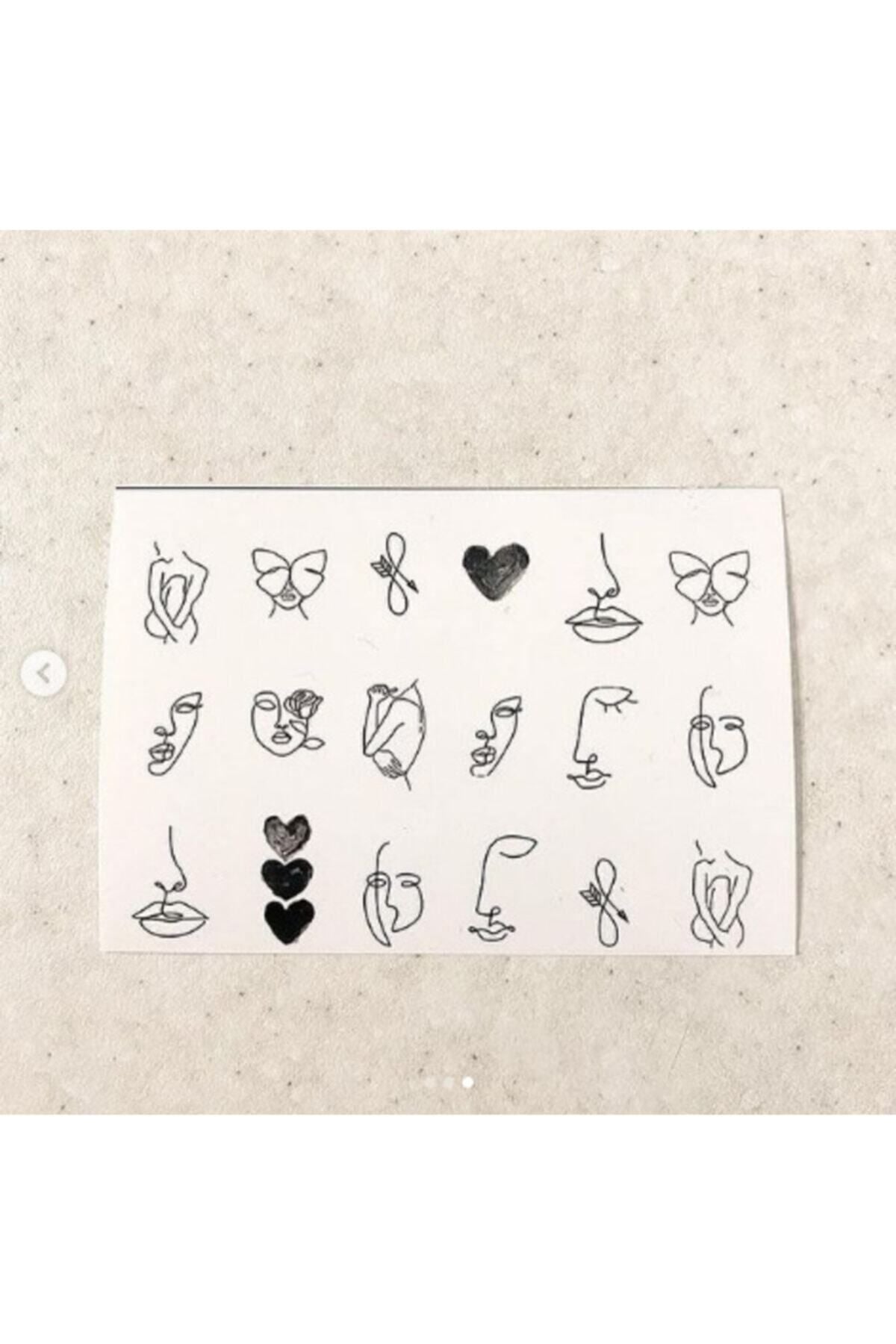 Insan Silüeti Ve Kalp Desenli Tırnak Dövmesi Tırnak Tattoo Nail Art Tırnak Sticker