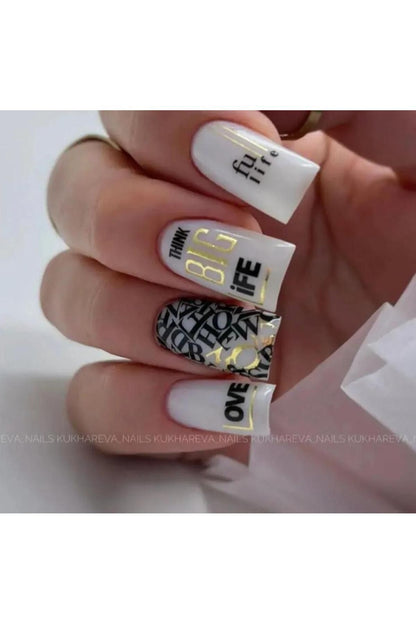 Yazı Desenli Desenli Tırnak Dövmesi Tırnak Tattoo Nail Art Tırnak Sticker