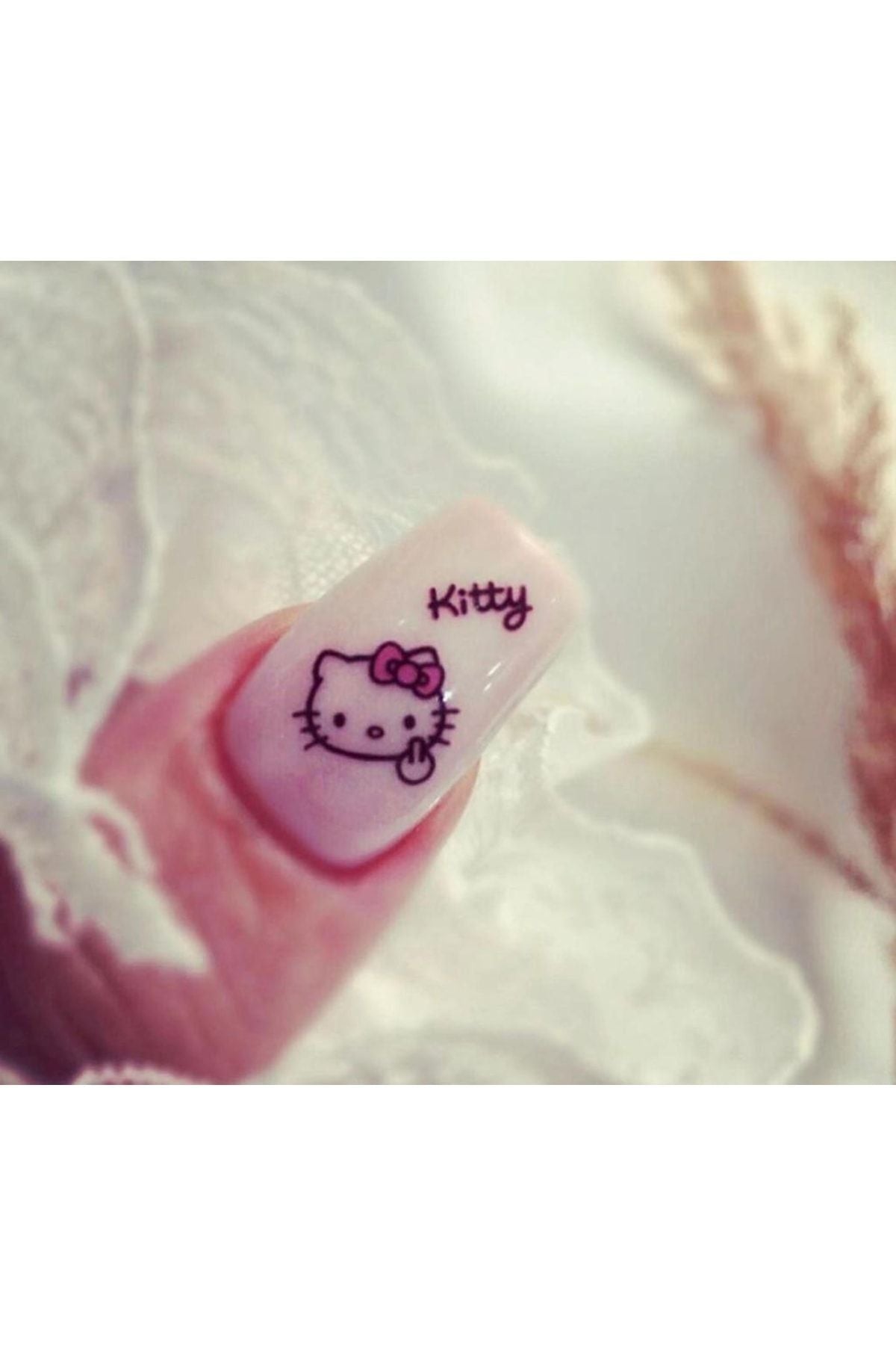 Hello Kitty Desenli Tırnak Dövmesi Tırnak Tattoo Nail Art Tırnak Sticker