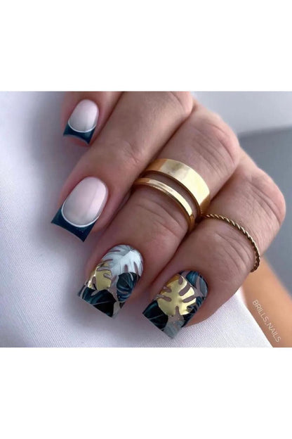 Yaprak Desenli Tırnak Dövmesi Tırnak Tattoo Nail Art Tırnak Sticker