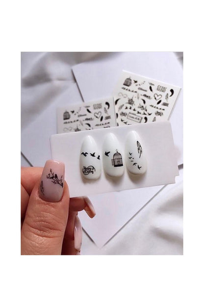 Özgür Kuş Desenli Tırnak Dövmesi Tırnak Tattoo Nail Art Tırnak Sticker