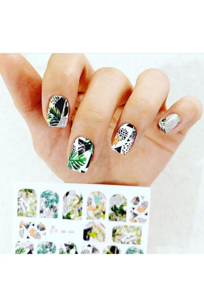 Yeşil Yaprak Tırnak Dövmesi Su Transfer Su Sitiker Su Tatto Tırnak Tattoo Nail Art Tırnak Sticker