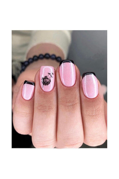 Ruzgar Gülü Desenli Tırnak Dövmesi Tırnak Tattoo Nail Art Tırnak Sticker