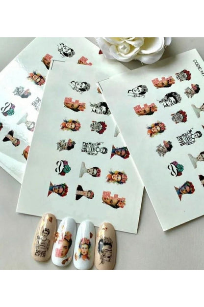 Insan Suratları Desenli Tırnak Dövmesi Tırnak Tattoo Nail Art Tırnak Sticker