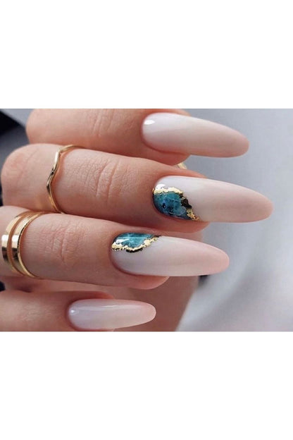 Mavi Desenli Tırnak Dövmesi Tırnak Tattoo Nail Art Tırnak Sticker