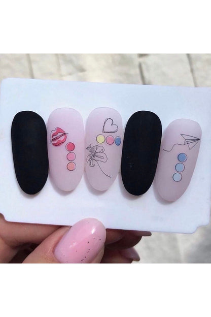 Çeşitli Desenli Tırnak Dövmesi Tırnak Tattoo Nail Art Tırnak Sticker