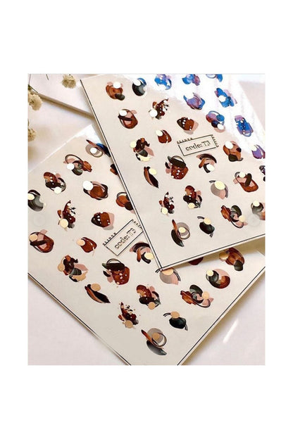 Kahve Renkli Tırnak Dövmesi Tırnak Tattoo Nail Art Tırnak Sticker