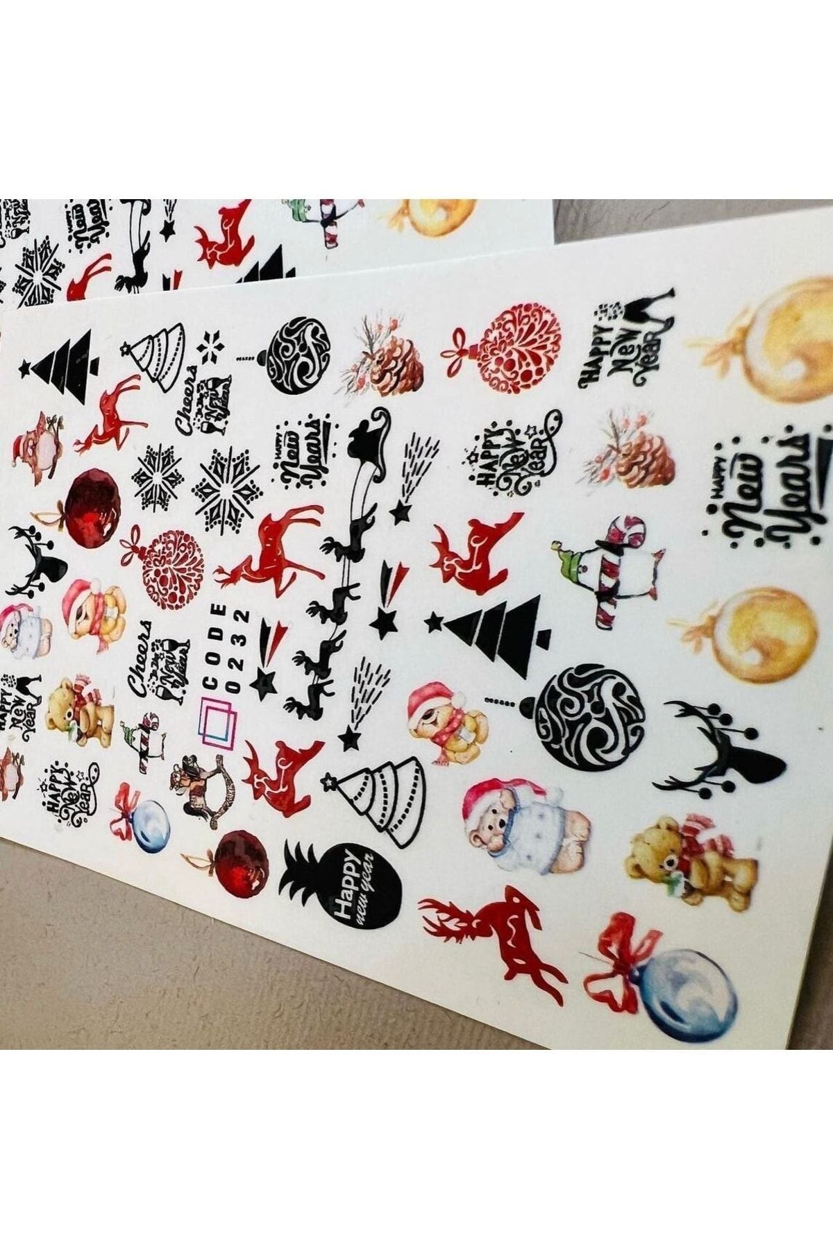 Yeni Yıl Desenli Tırnak Dövmesi Tırnak Tattoo Nail Art Tırnak Sticker