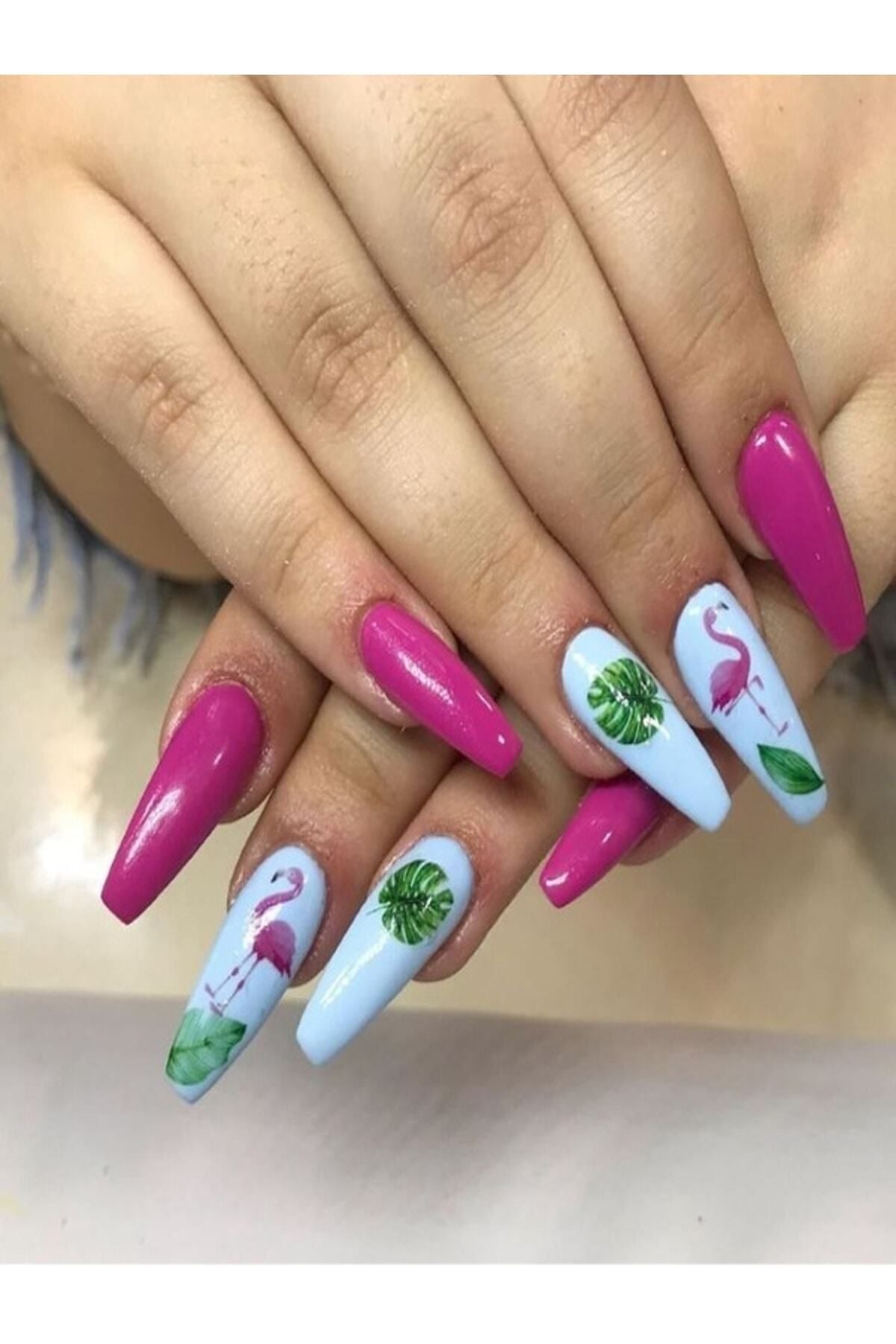 Flamenko Kuş Desenli Tırnak Dövmesi Su Tatto Su Transfer Tırnak Tattoo Nail Art Tırnak Sticker