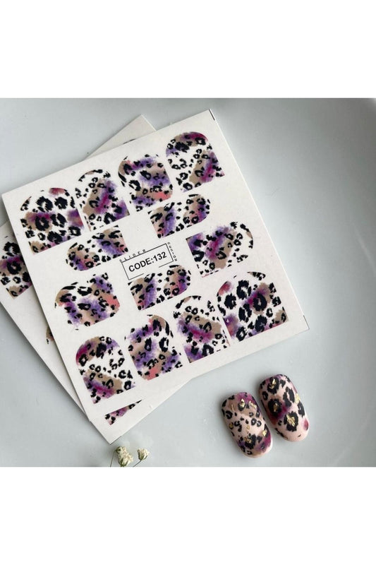 Leopar Desenli Tırnak Dövmesi Tırnak Tattoo Nail Art Tırnak Sticker