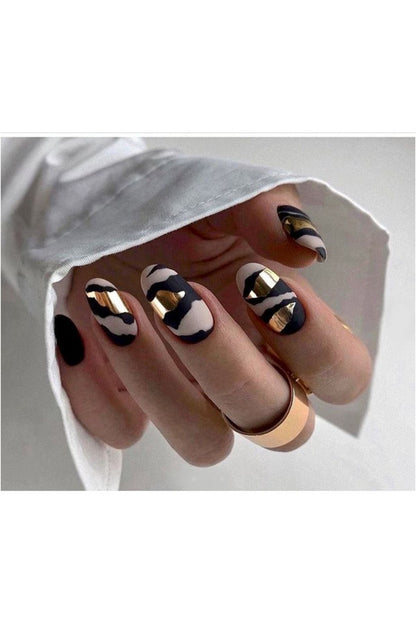 Sarı Siyah Desenli Tırnak Dövmesi Tırnak Tattoo Nail Art Tırnak Sticker