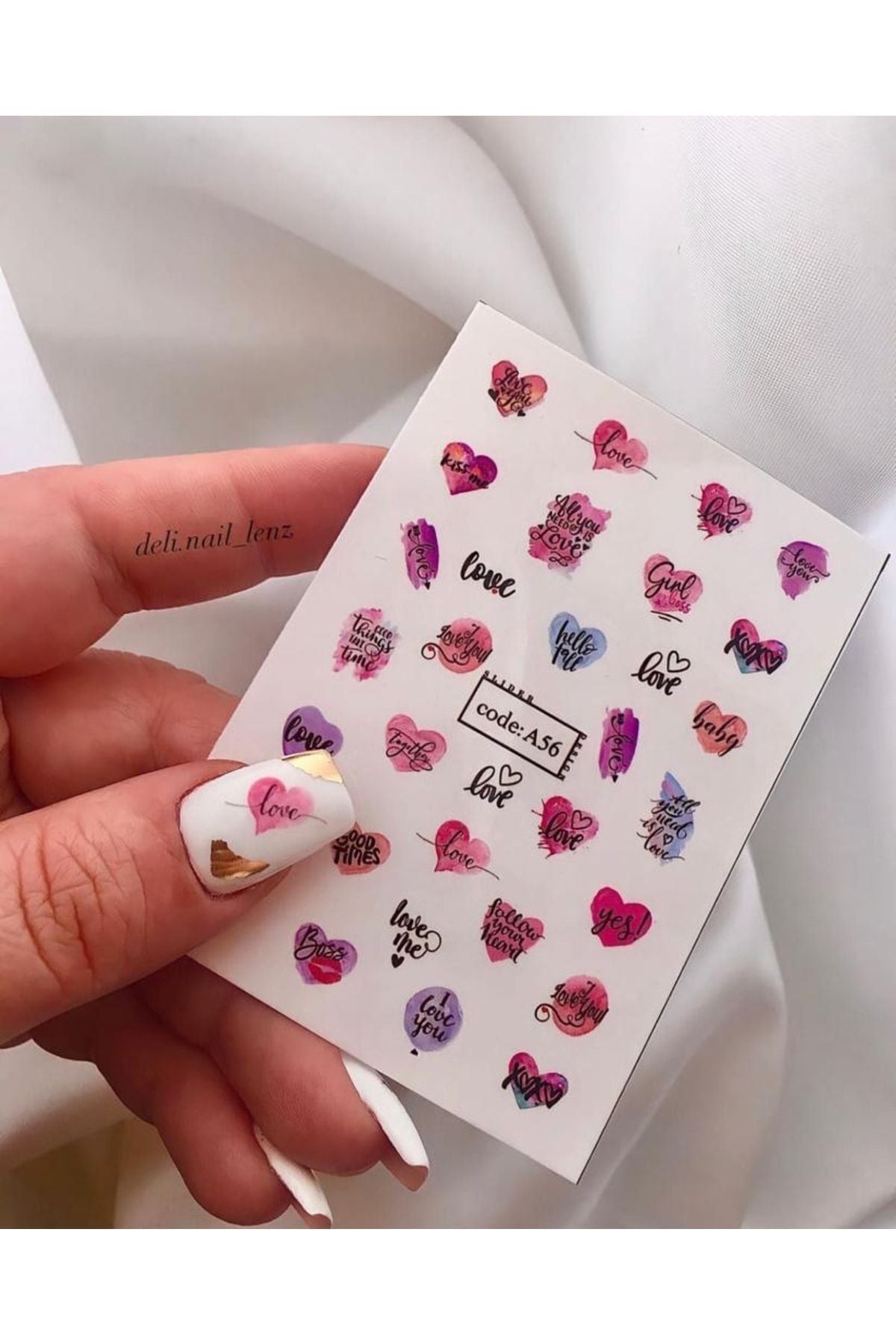 Kalp Desenli Tırnak Dövmesi Tırnak Tattoo Nail Art Tırnak Sticker