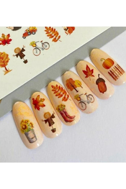 Son Bahar Desenli Tırnak Dövmesi Tırnak Tattoo Nail Art Tırnak Sticker