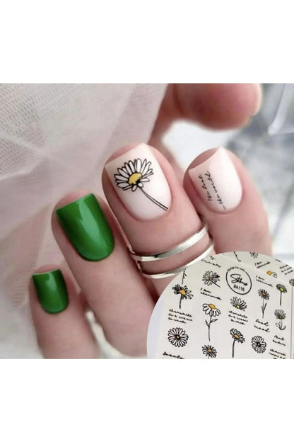 Renkli Ruzgar Gülü? Desenli Tırnak Dövmesi Tırnak Tattoo Nail Art Tırnak Sticker