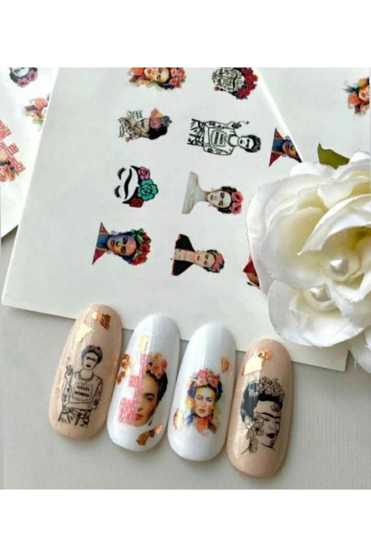 Insan Suratları Desenli Tırnak Dövmesi Tırnak Tattoo Nail Art Tırnak Sticker