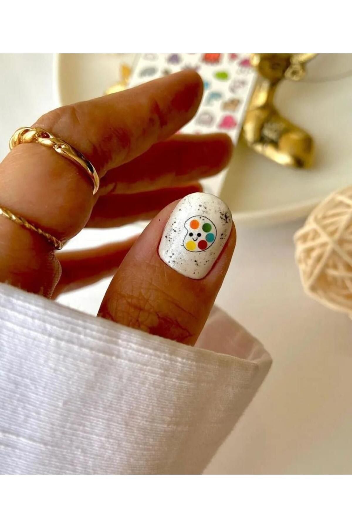 Tatlı minnoş Desenli Tırnak Dövmesi Tırnak Tattoo Nail Art Tırnak Sticker