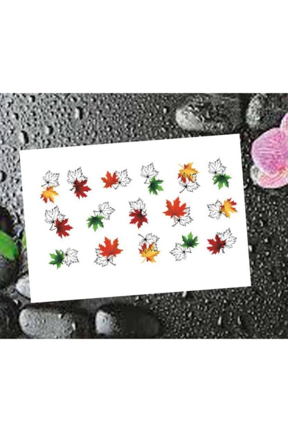 Yaprak Desenli Tırnak Dövmesi Tırnak Tattoo Nail Art Tırnak Sticker