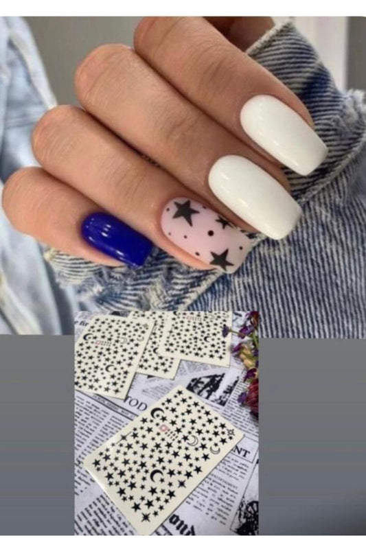 Yıldız Desenli Tırnak Dövmesi Tırnak Tattoo Nail Art Tırnak Sticker