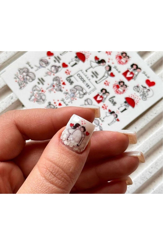 Aşk Desenli Su Transfer Su Tatto Tırnak Dövmesi Tırnak Tattoo Nail Art Tırnak Sticker