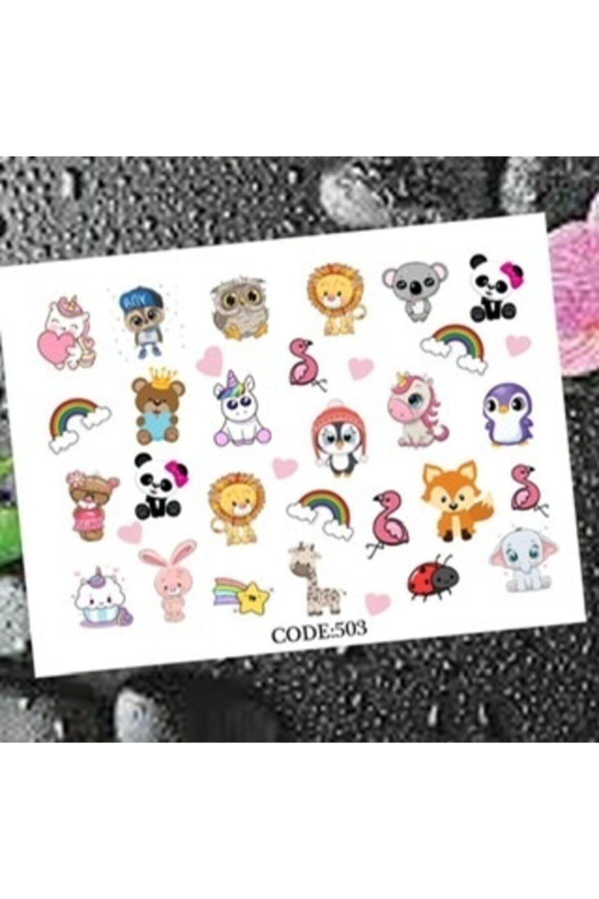 Sevgi Pıtırcığı Desenli Tırnak Dövmesi Tırnak Tattoo Nail Art Tırnak Sticker