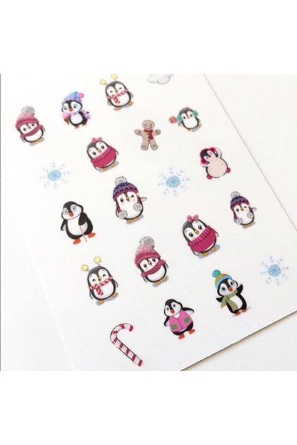 Penguen Desenli Tırnak Dövmesi Tırnak Tattoo Nail Art Tırnak Sticker