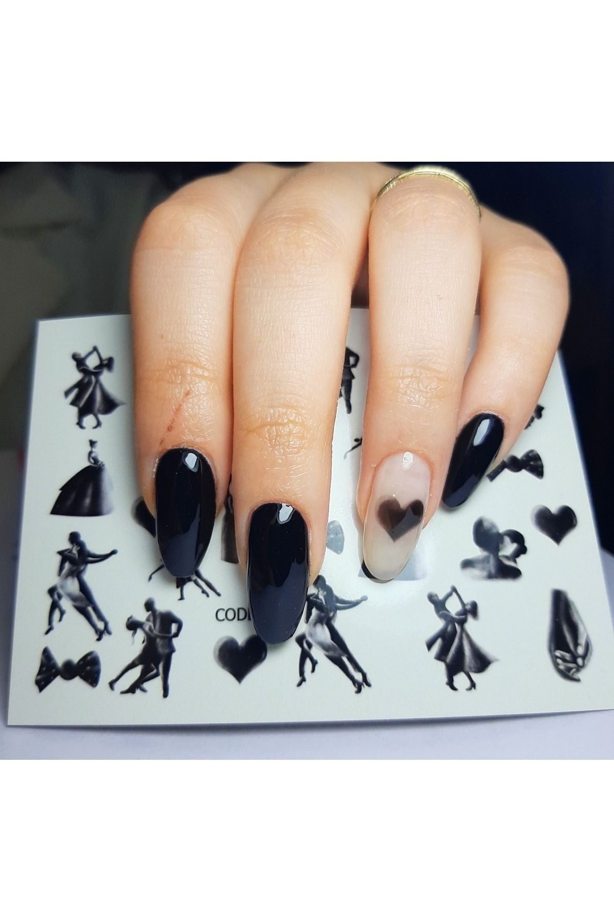 Siyah Insan? Desenli Tırnak Dövmesi Tırnak Tattoo Nail Art Tırnak Sticker