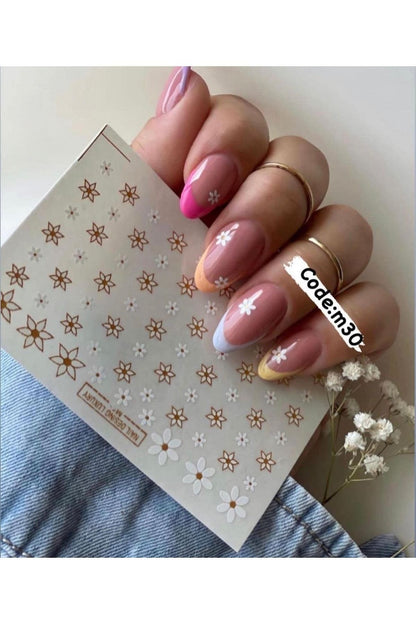 Gül Desenli Tırnak Dövmesi Tırnak Tattoo Nail Art Tırnak Sticker