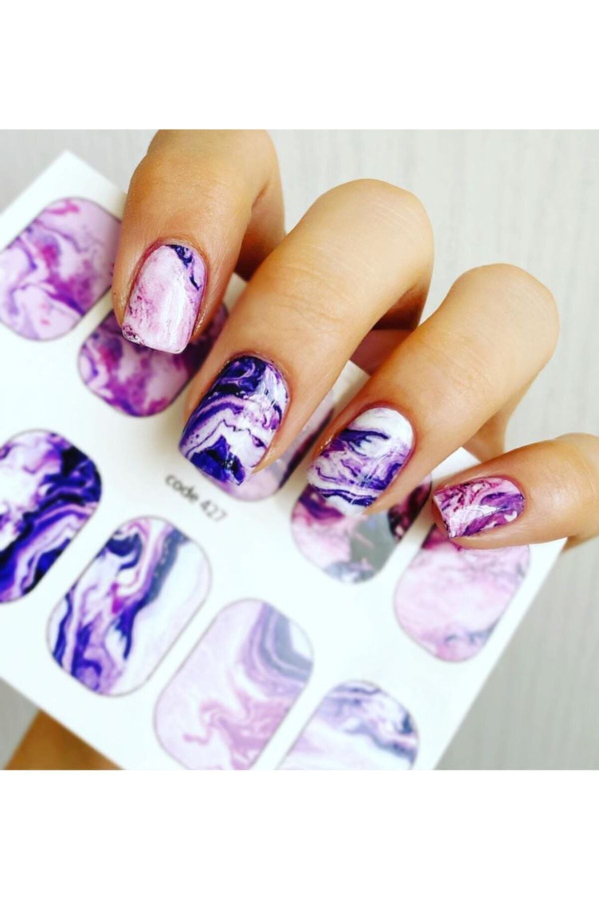 Kuzey Işıkları Mermer Desenli Tırnak Dövmesi Tırnak Tattoo Nail Art Tırnak Sticker