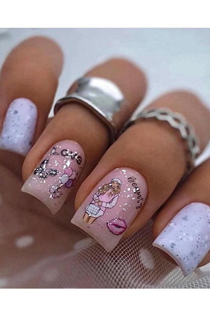 Cici Kız? Desenli Tırnak Dövmesi Tırnak Tattoo Nail Art Tırnak Sticker