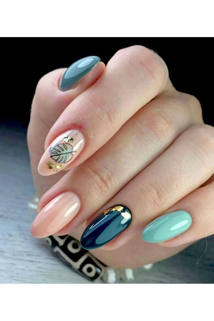 Yaprak Desenli Tırnak Dövmesi Tırnak Tattoo Nail Art Tırnak Sticker