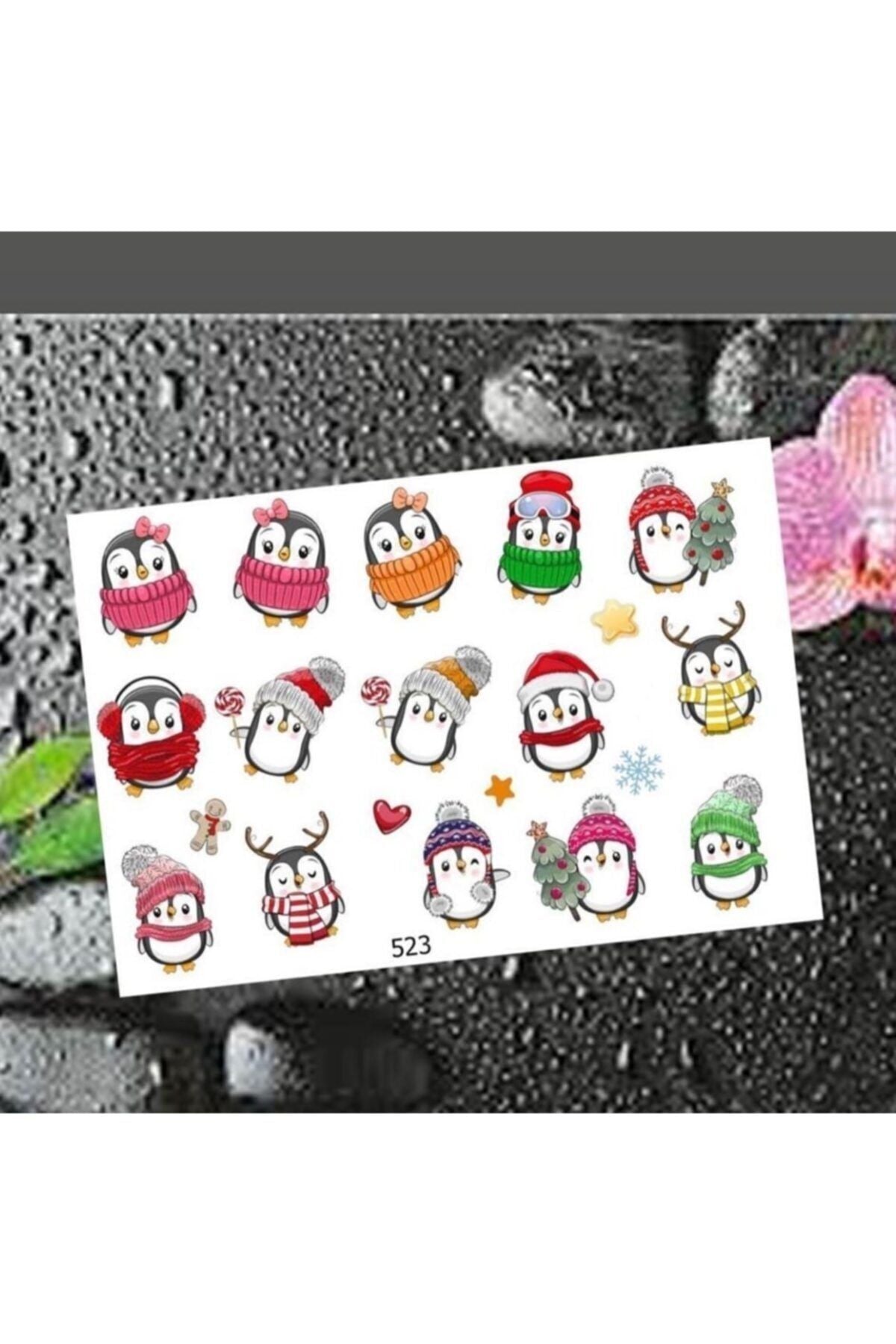 Penguen Desenli Tırnak Dövmesi Tırnak Tattoo Nail Art Tırnak Sticker