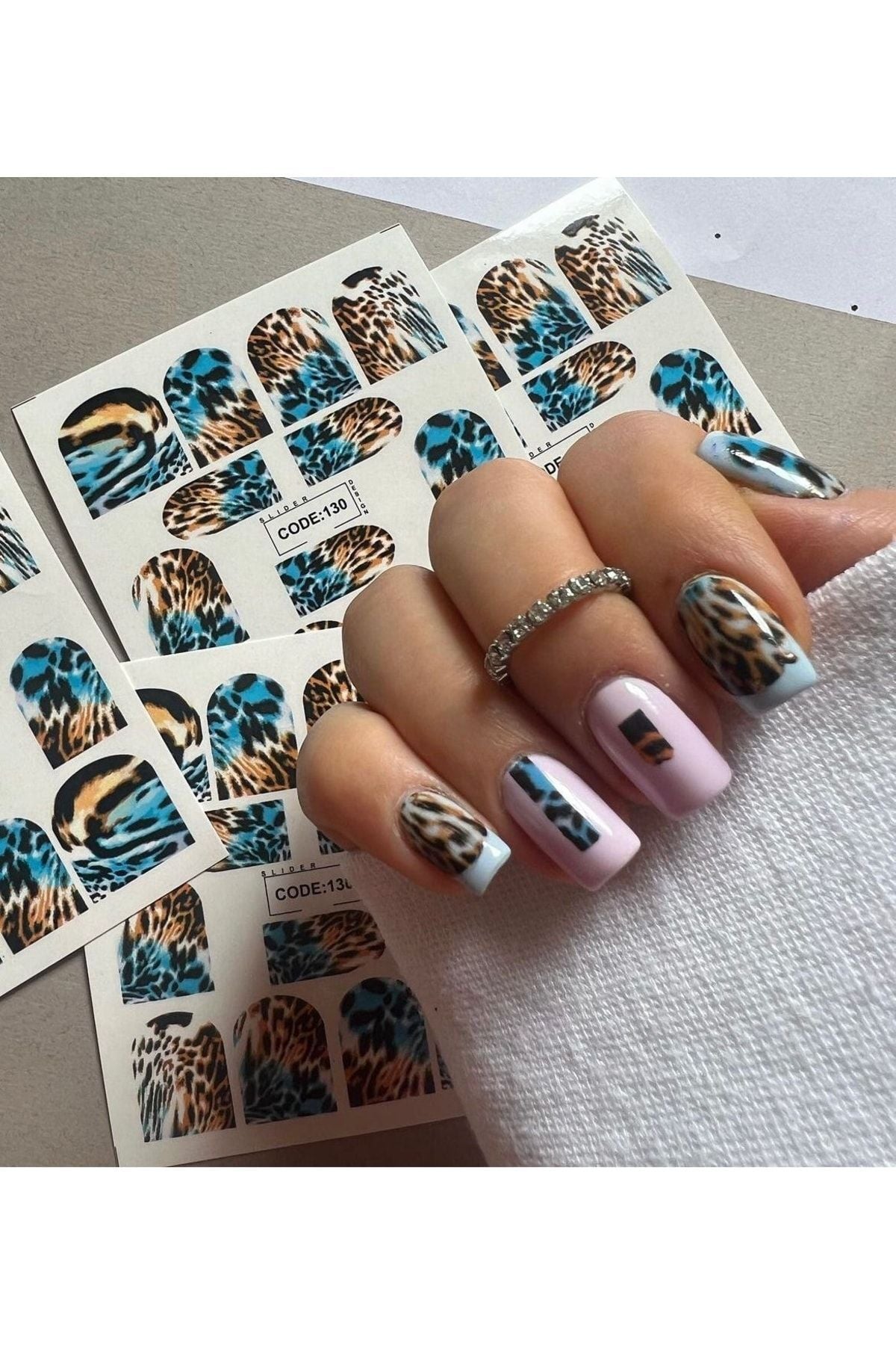 Leopar Desenli Tırnak Dövmesi Tırnak Tattoo Nail Art Tırnak Sticker