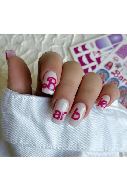 Barbi Desenli Tırnak Dövmesi Tırnak Tattoo Nail Art Tırnak Sticker