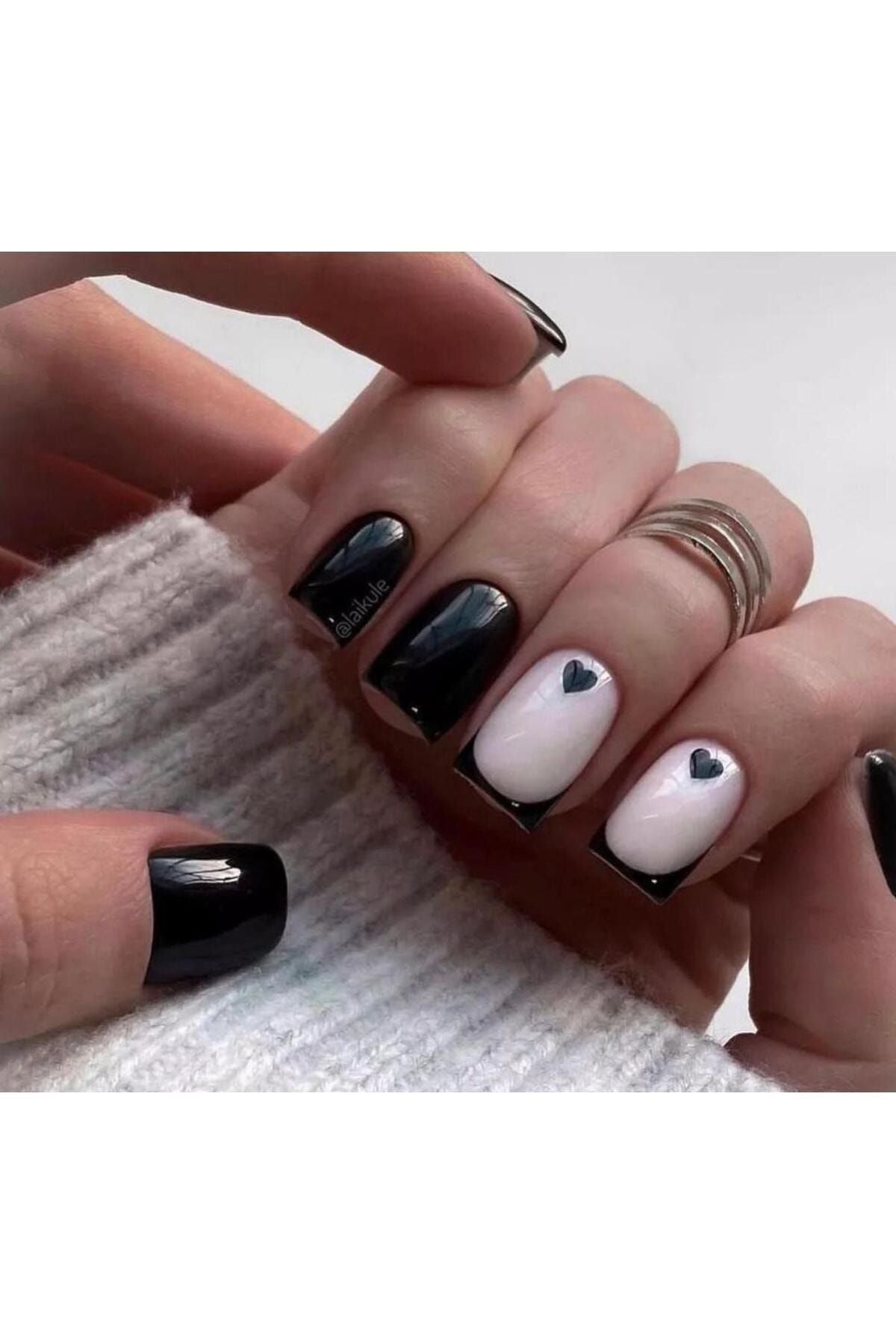 Kalp Desenli Tırnak Dövmesi Tırnak Tattoo Nail Art Tırnak Stick