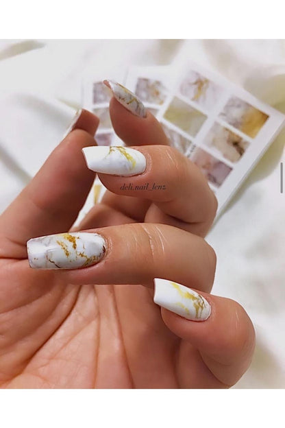 Mermer Desenli Tırnak Dövmesi Tırnak Tattoo Nail Art Tırnak Sticker