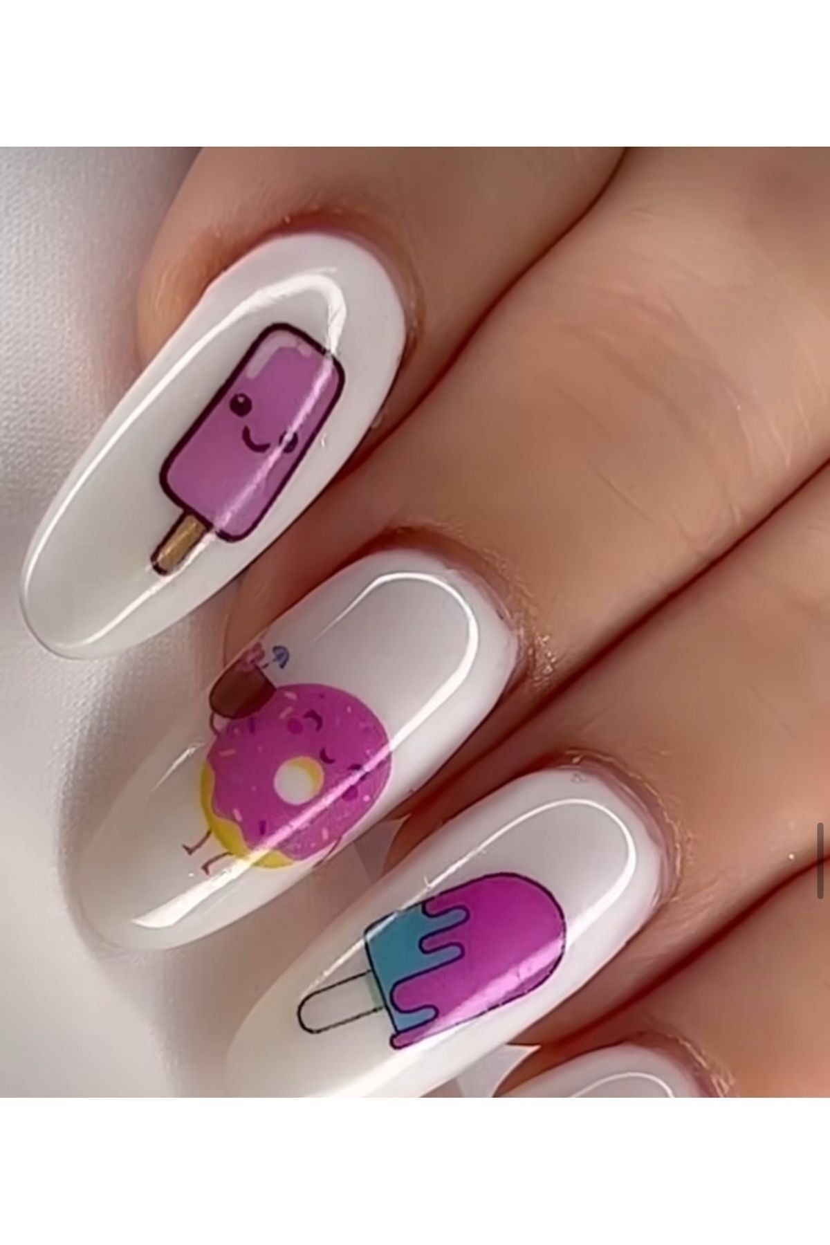 Dondurma donat Muffin Desenli Tırnak Dövmesi Tırnak Tattoo Nail Art Tırnak Sticker