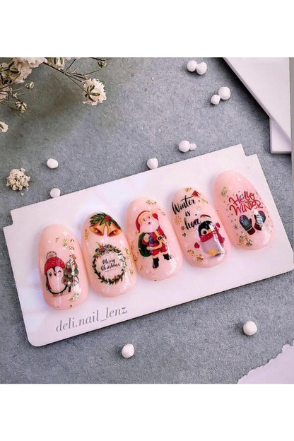 Yeni Yıl Desenli Tırnak Dövmesi Tırnak Tattoo Nail Art Tırnak Sticker