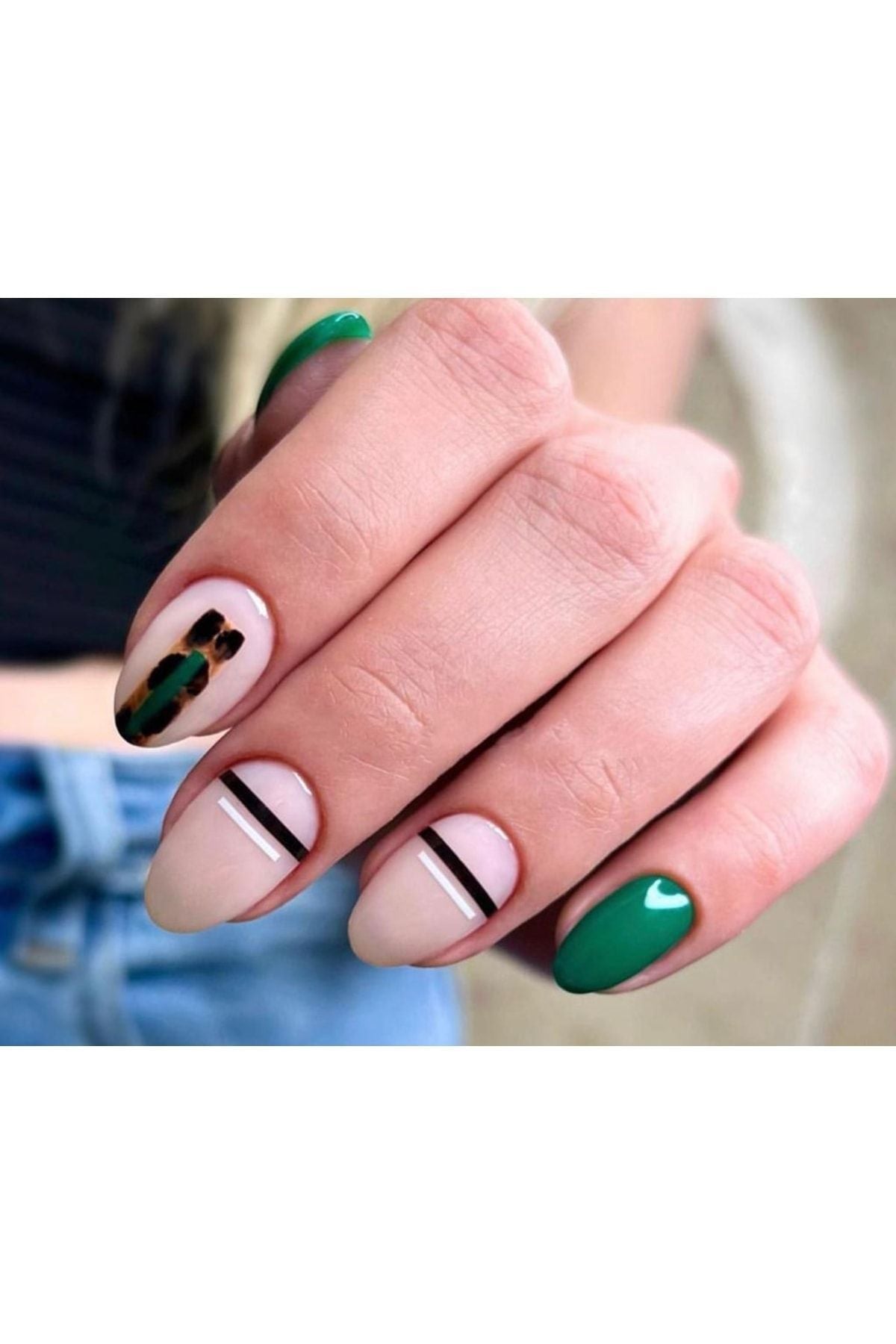 Renkli Çizgili Desenli Tırnak Dövmesi Tırnak Tattoo Nail Art Tırnak Sticker