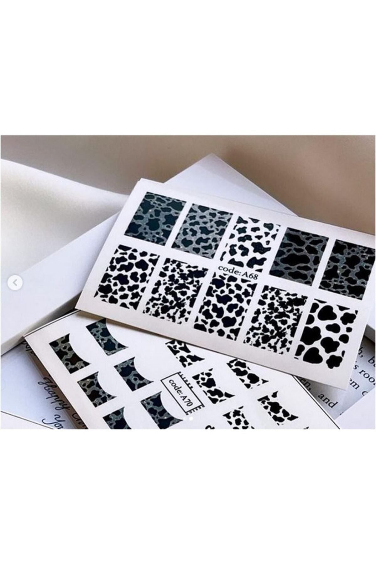 Siyah Leopar Desenli Tırnak Dövmesi Tırnak Tattoo Nail Art Tırnak Sticker