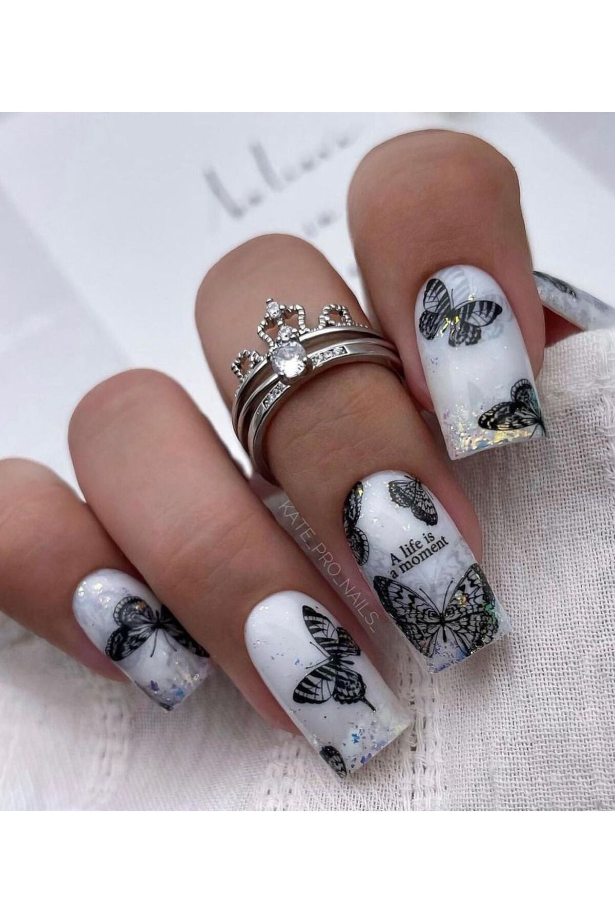 Kelebek Desenli Tırnak Dövmesi Tırnak Tattoo Nail Art Tırnak Sticker