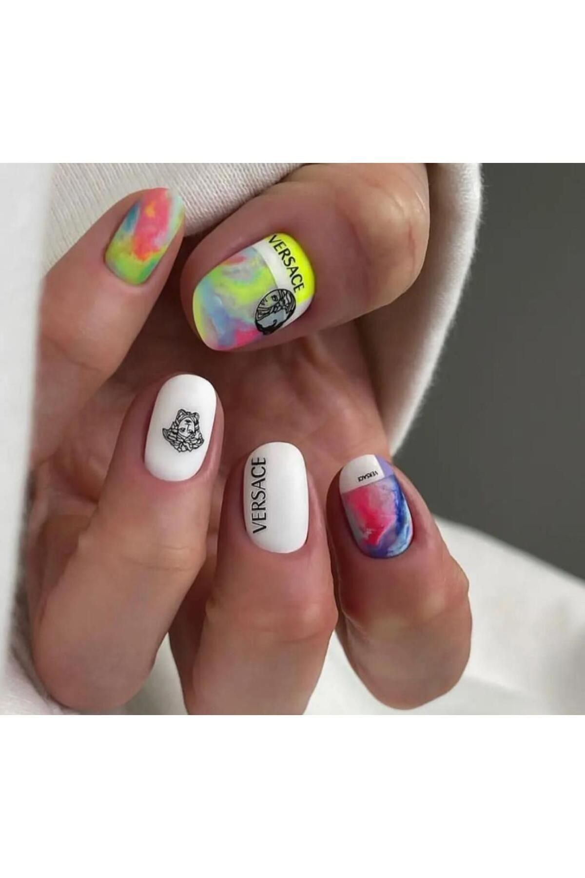 Chanel Desenli Tırnak Dövmesi Tırnak Tattoo Nail Art Tırnak Sticker