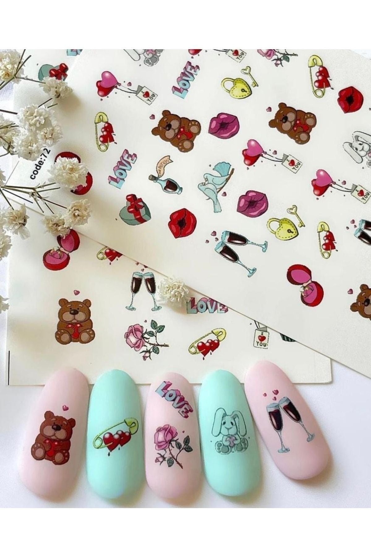 Hediyelik Desenli Tırnak Dövmesi Tırnak Tattoo Nail Art Tırnak Sticker