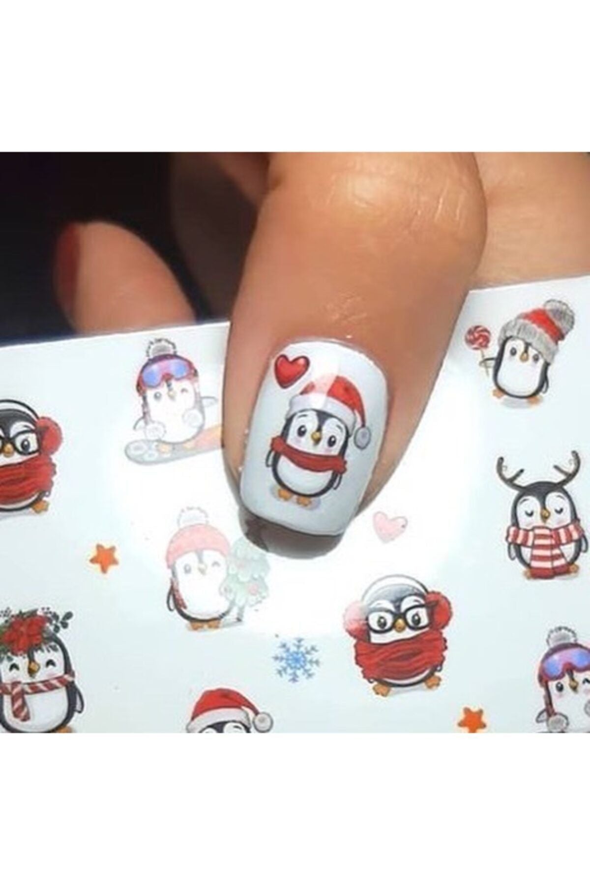 Penguen Desenli Tırnak Dövmesi Tırnak Tattoo Nail Art Tırnak Sticker