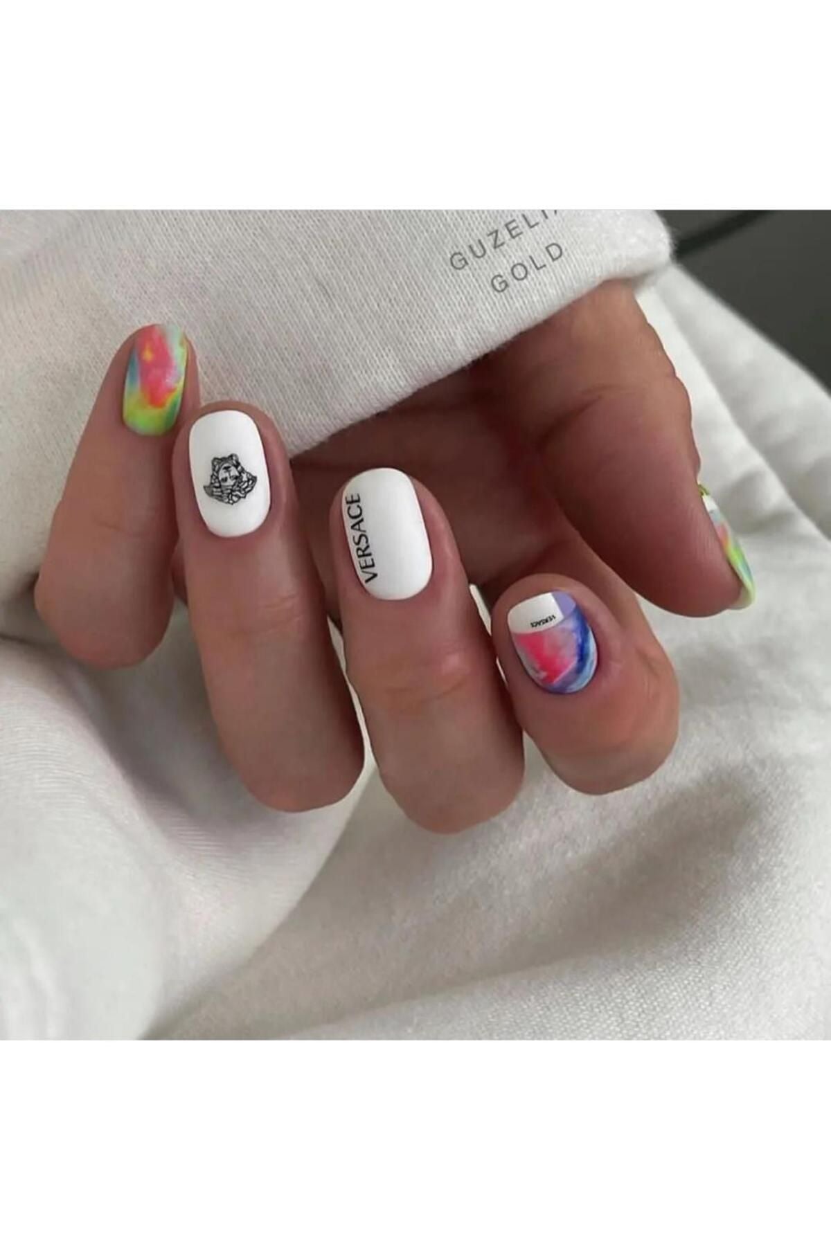 Chanel Desenli Tırnak Dövmesi Tırnak Tattoo Nail Art Tırnak Sticker